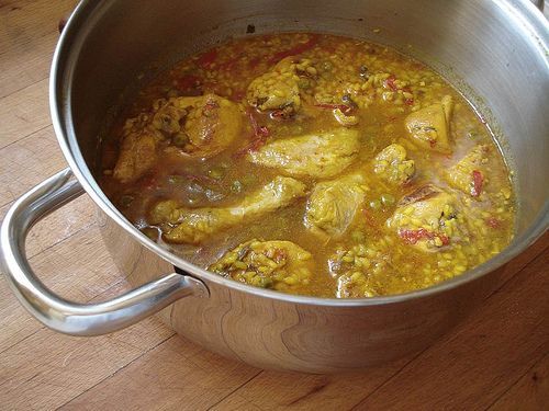 arroz caldoso con pollo y verduras
