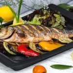 Lubina al horno con verduras