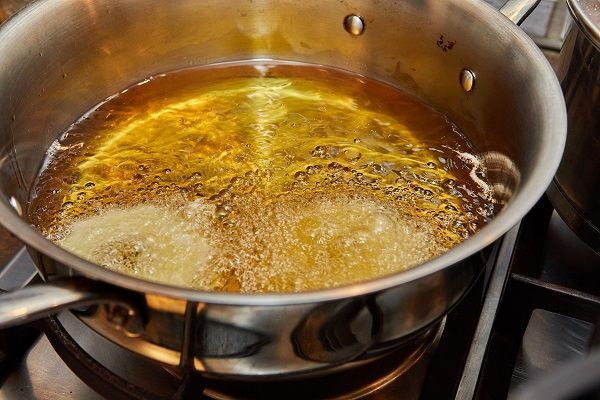 Sartén aceite caliente