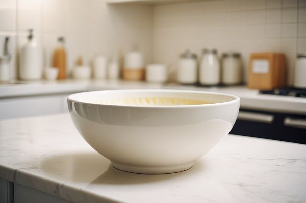 Bol con la mezcla de leche y natillas