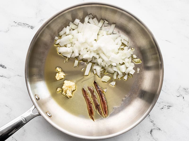 Onion-Garlic-and-Anchovies-in-Skillet