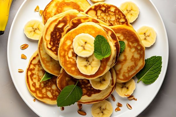 Tortitas de plátano y huevo presentadas en plato