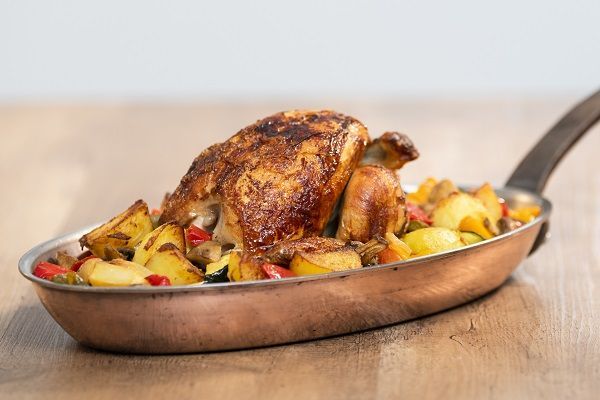 Picantón al horno con patatas