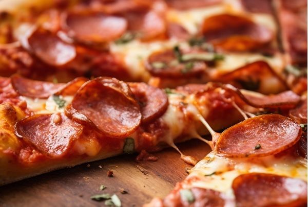 Pizza de calabacín con queso y pepperoni