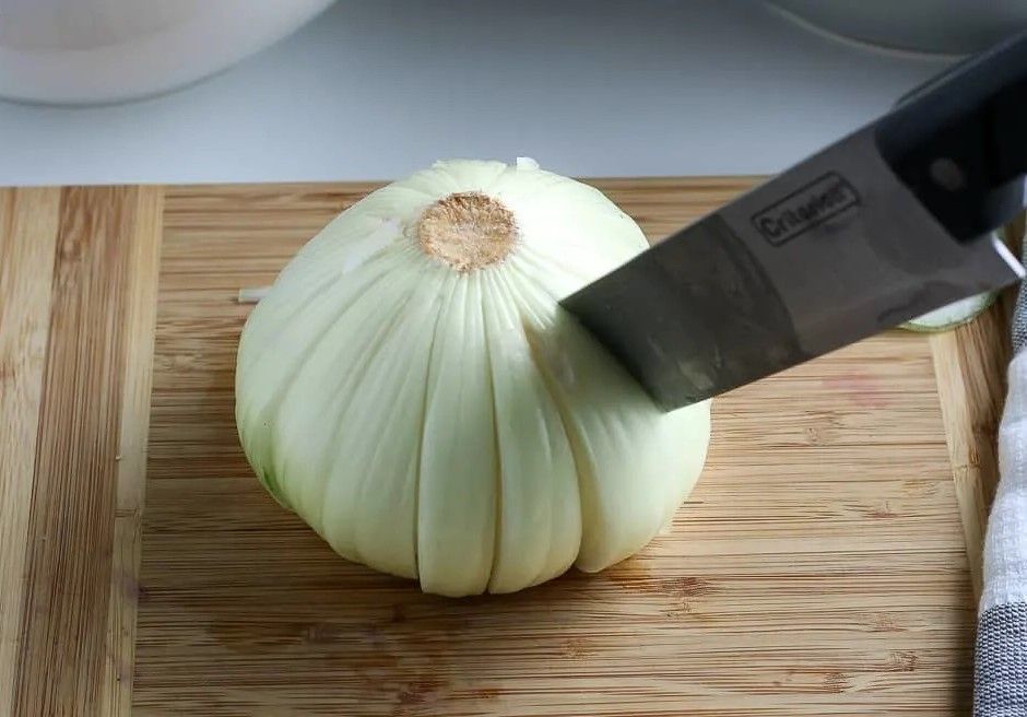 cortar cebolla abanico