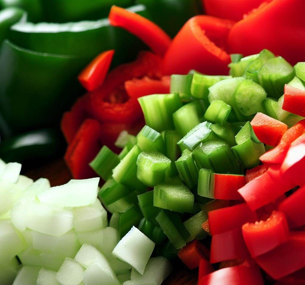 Pimiento y cebolla troceados