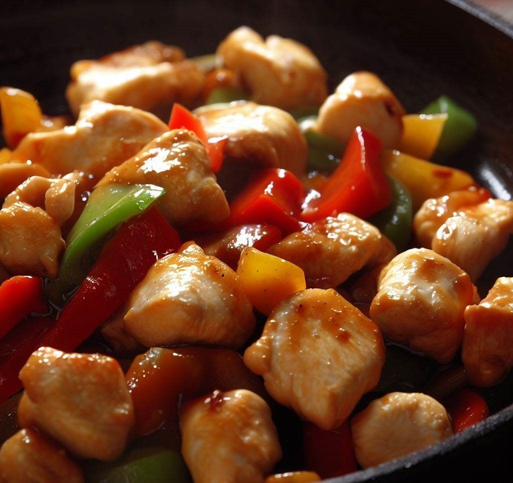 Pollo salsa verduras
