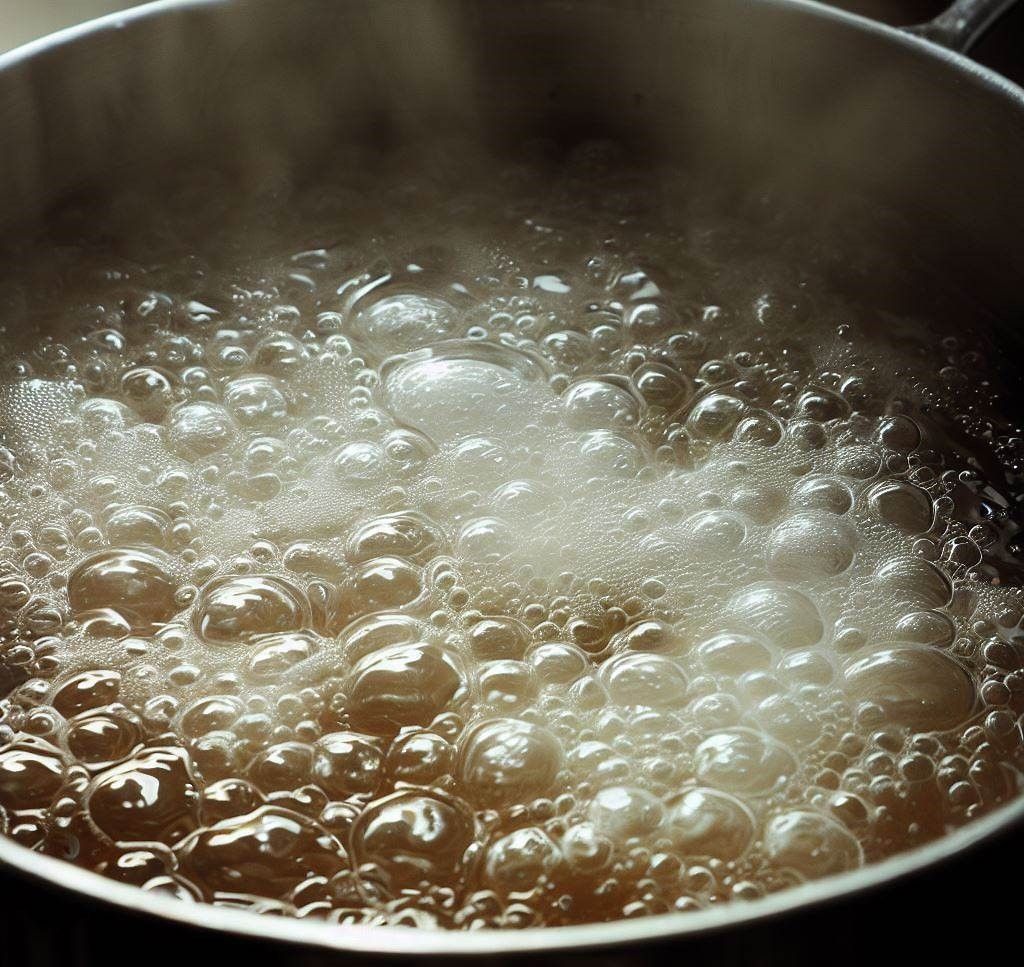 agua y azúcar en un cazo