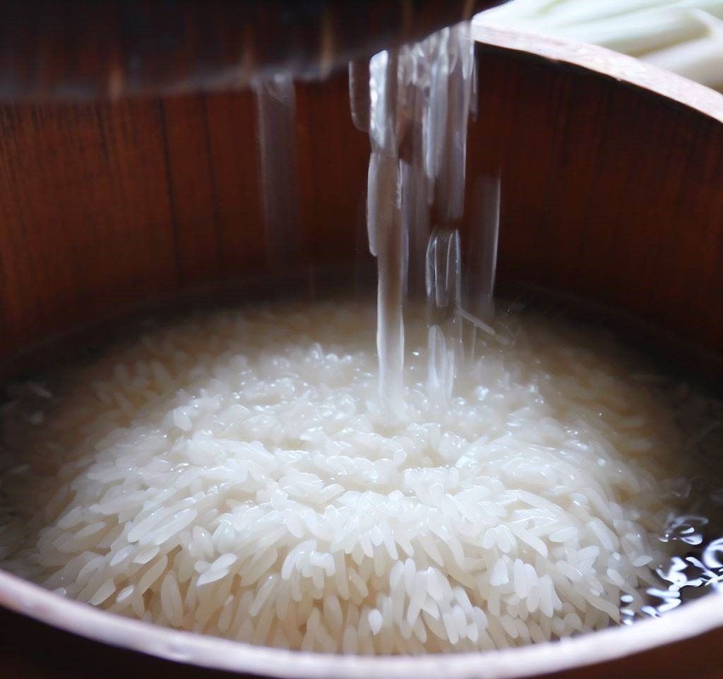 Enjuagar arroz agua