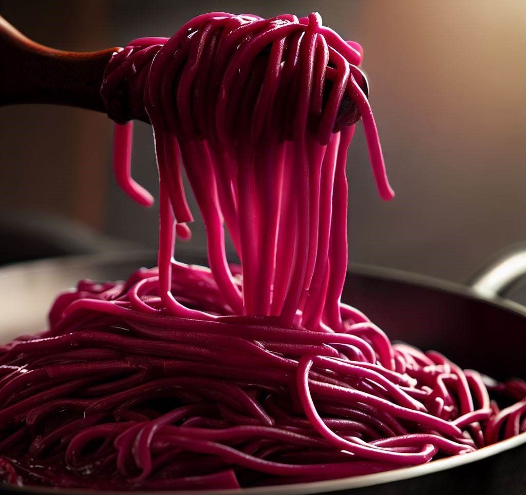 Pasta con salsa de remolacha