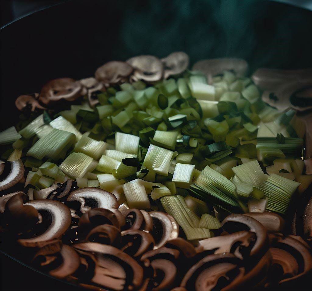 Puerro y champiñones