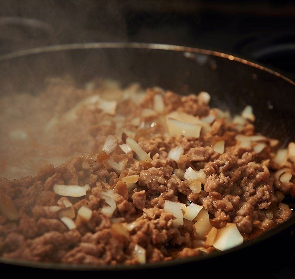 carne picada y cebolla