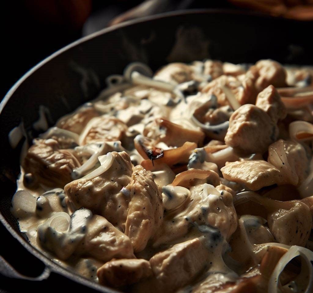 pollo en salsa queso