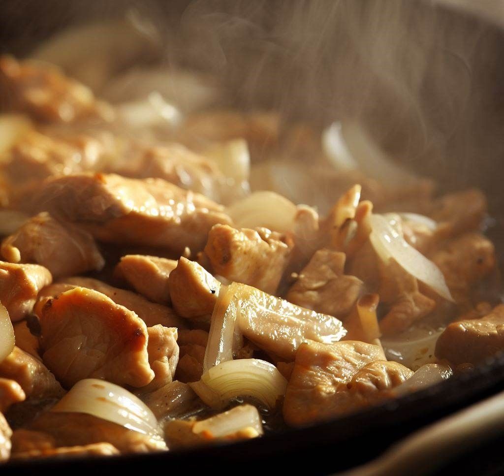 pollo y cebolla
