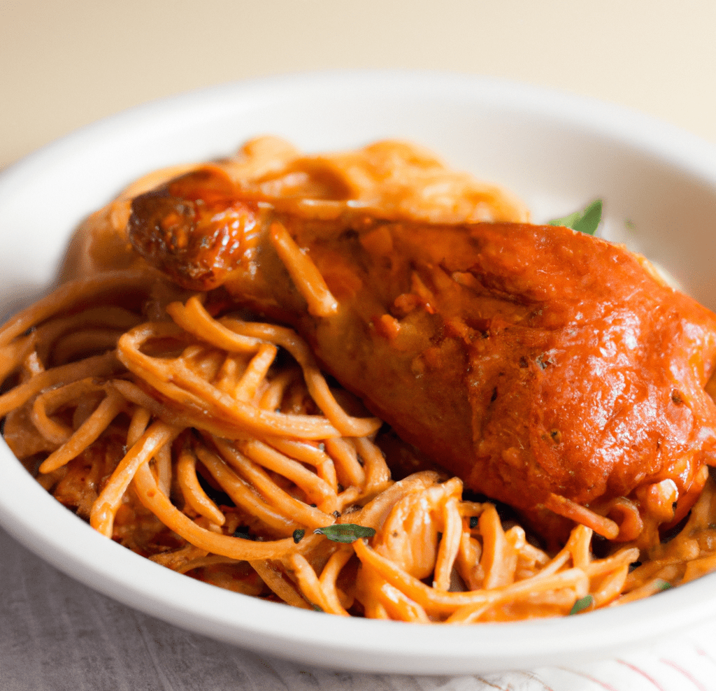tallarines rojos con pollo